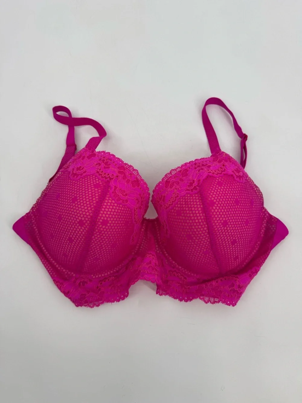 Josie Natori Bra Womens 32DDD Pink Padded Underwire Lace T Shirt Bra RN: 105951‎